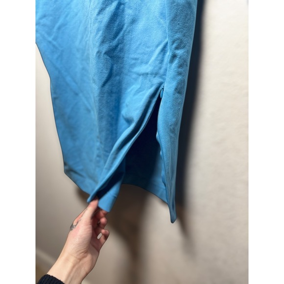 Adidas HN1642 Mission Victory Bodycon Mock Neck Logo Dress Womens Sky Rush Blue - Picture 4 of 6